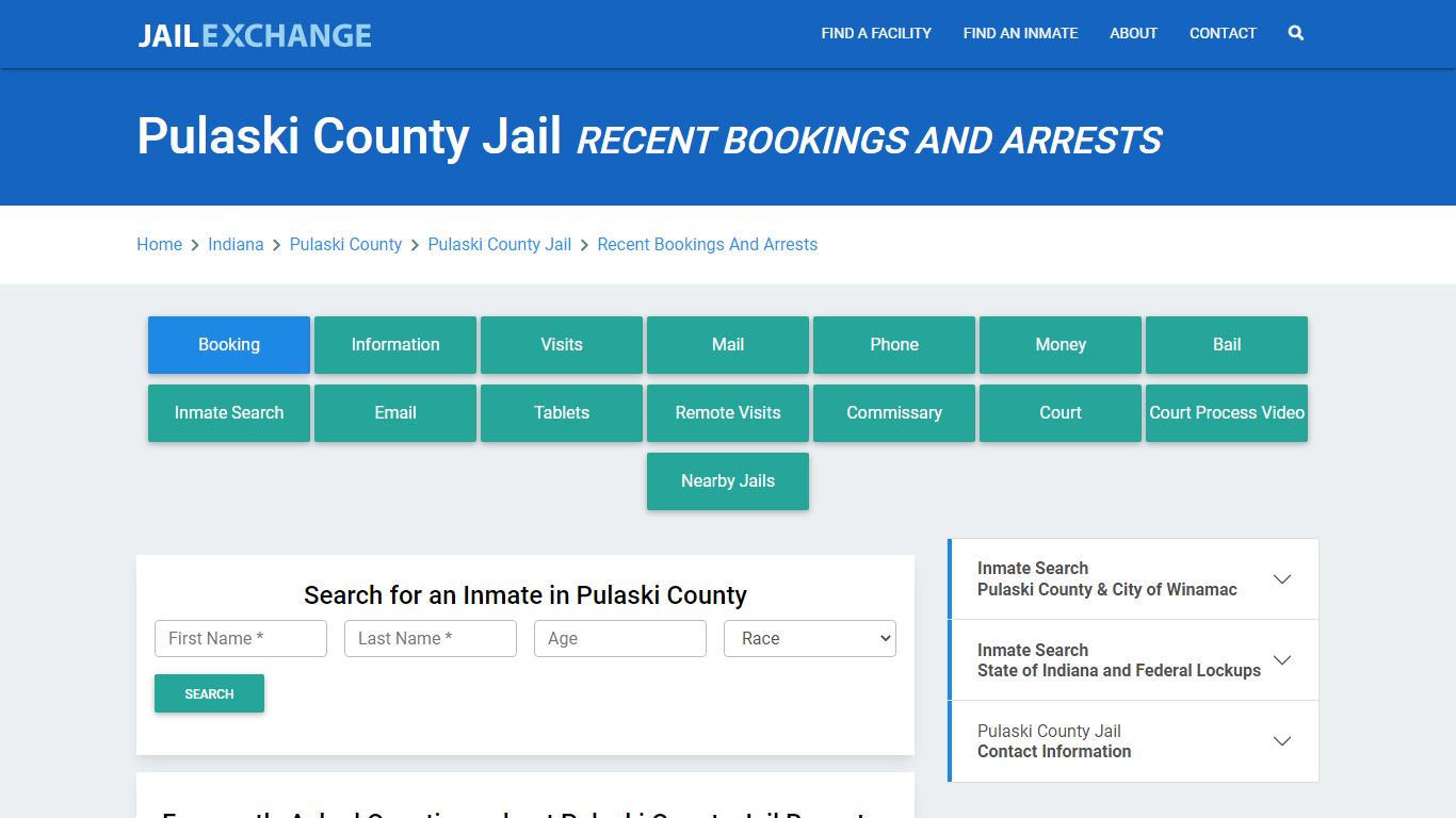 Pulaski County Jail Recent Bookings And Arrests - Jail Exchange