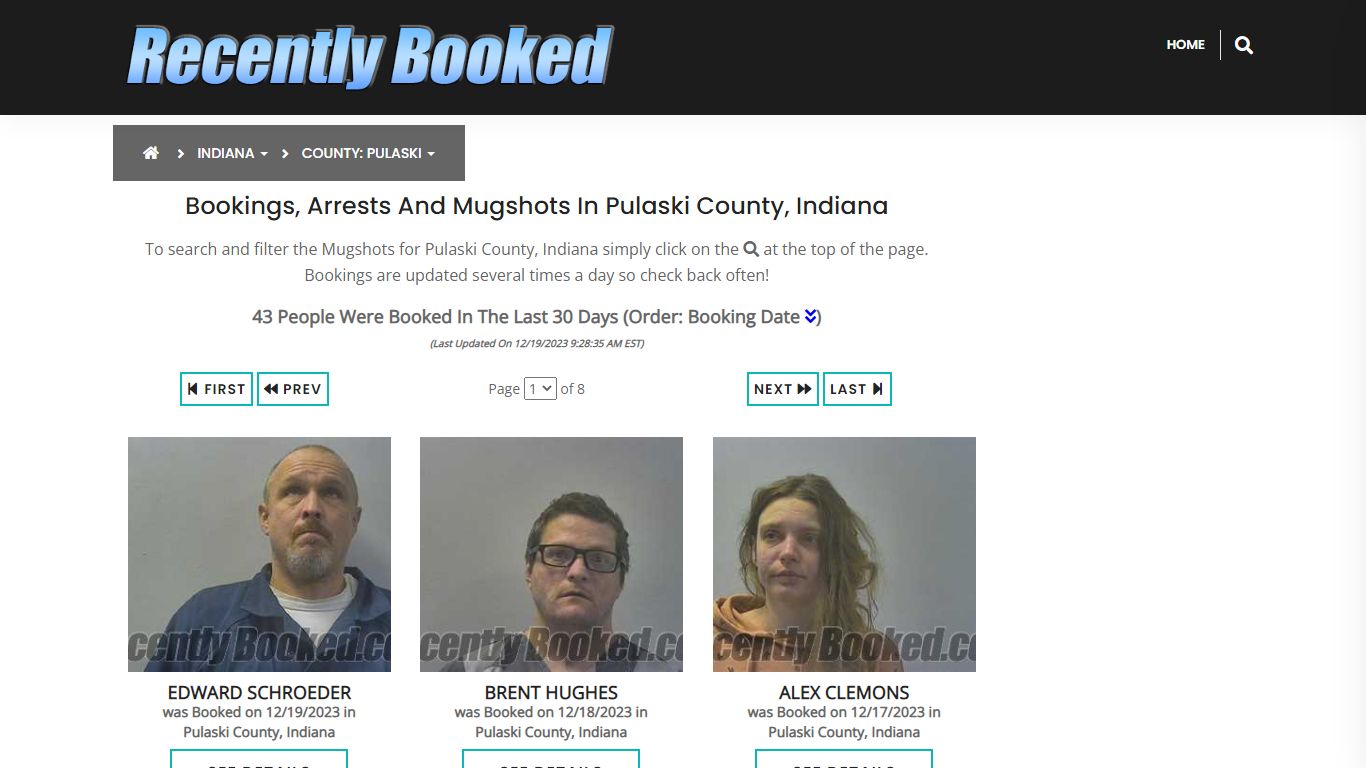 Recent bookings, Arrests, Mugshots in Pulaski County, Indiana